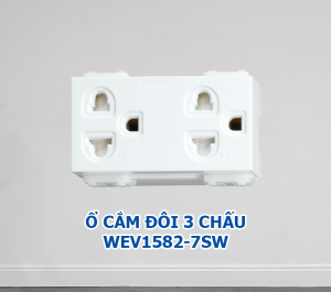 ổ cắm đôi 3 chấu pana WEV1582-7SW