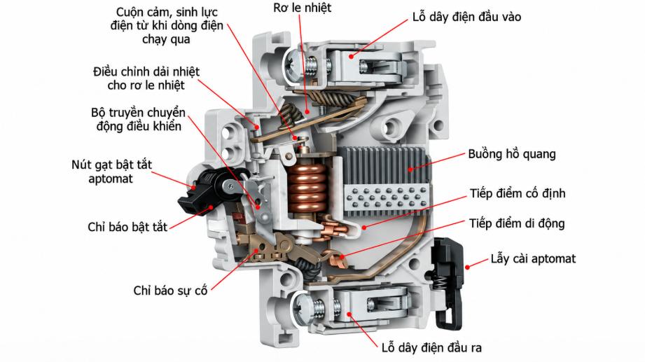 MCCB là gì? Cấu tạo, nguyên lý hoạt động và cách chọn MCCB 2 Cấu tạo chính của CB khối